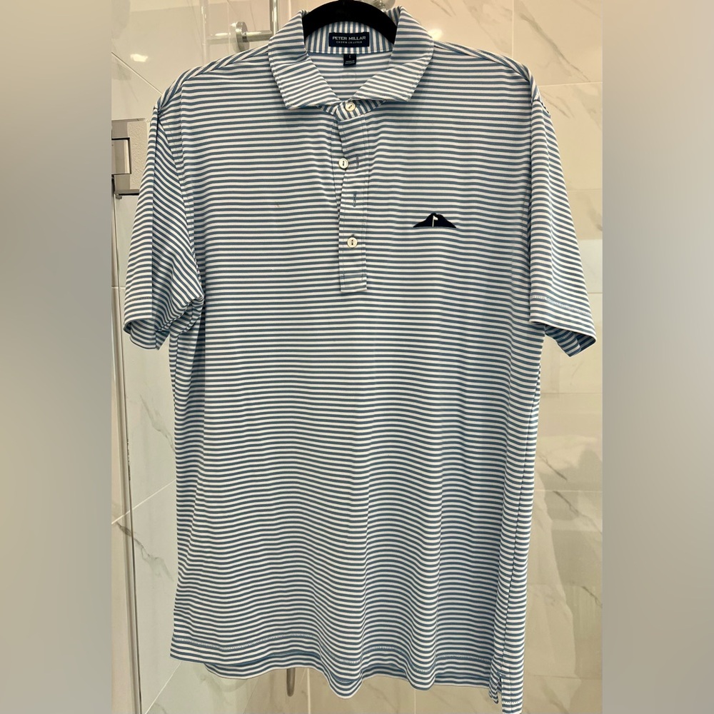 Men’s Peter Millar Striped Blue and White Polo